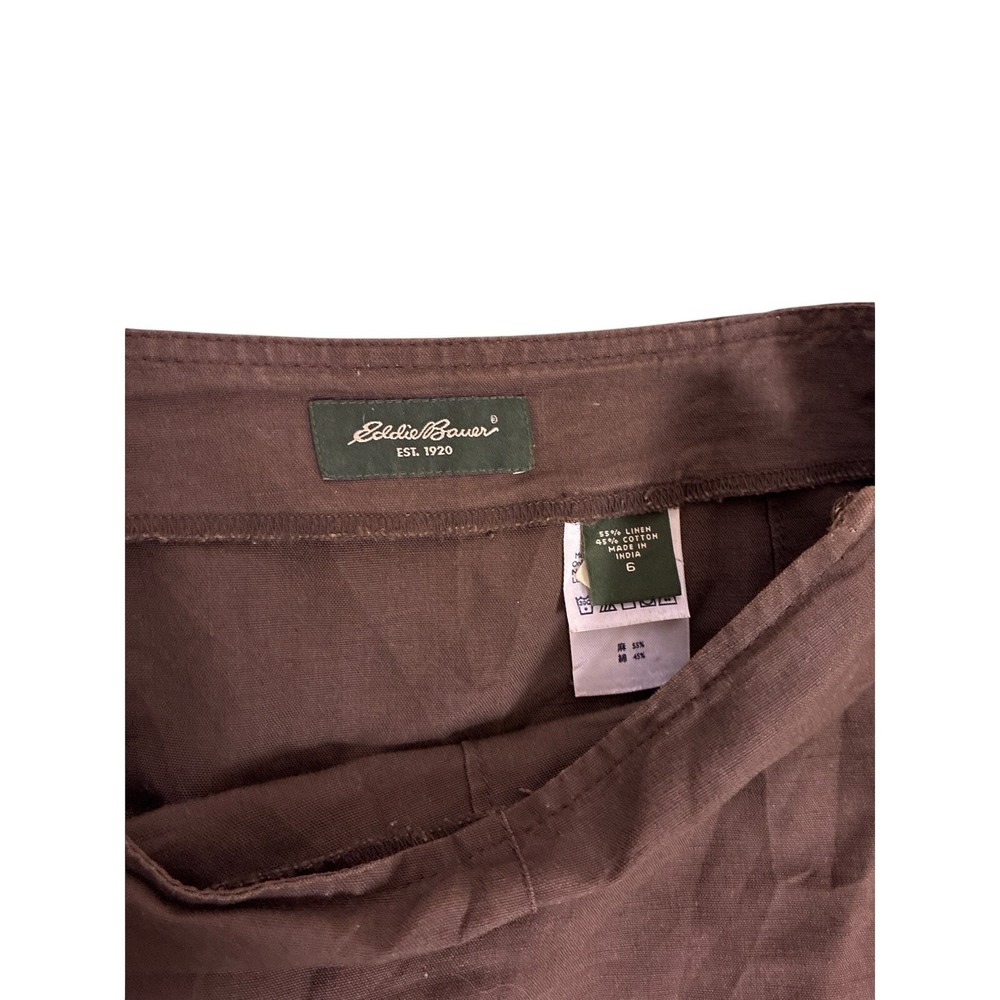 Vintage Eddie Bauer Linen Cotton Midi Skirt Brown Women's 6/S Minimalist - Picture 2 of 4